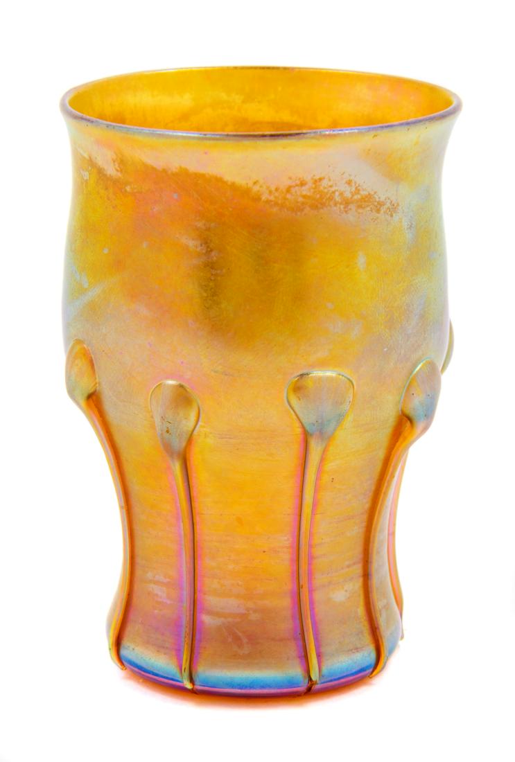 Tiffany Studios, American, Early 20th Century, Small: Small Cup Tiffany Studios, American, Early 20th Century, Favrile glass, etched L.C.T. 9671 to underside, Height 3 1/8 x diameter 2 1/8 inches