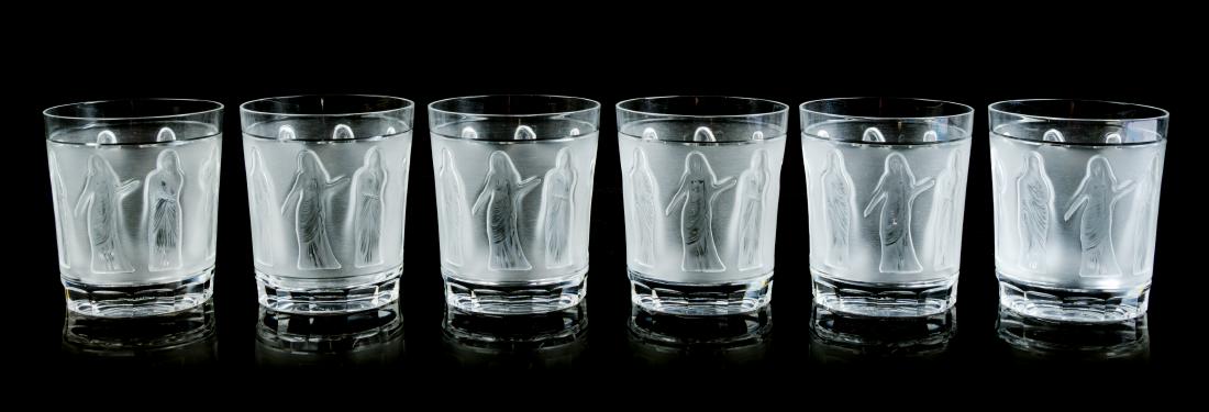Lalique, France, 20th Century, Set of Six Glasses: Set of Six Glasses Lalique, France, 20th Century, crystal