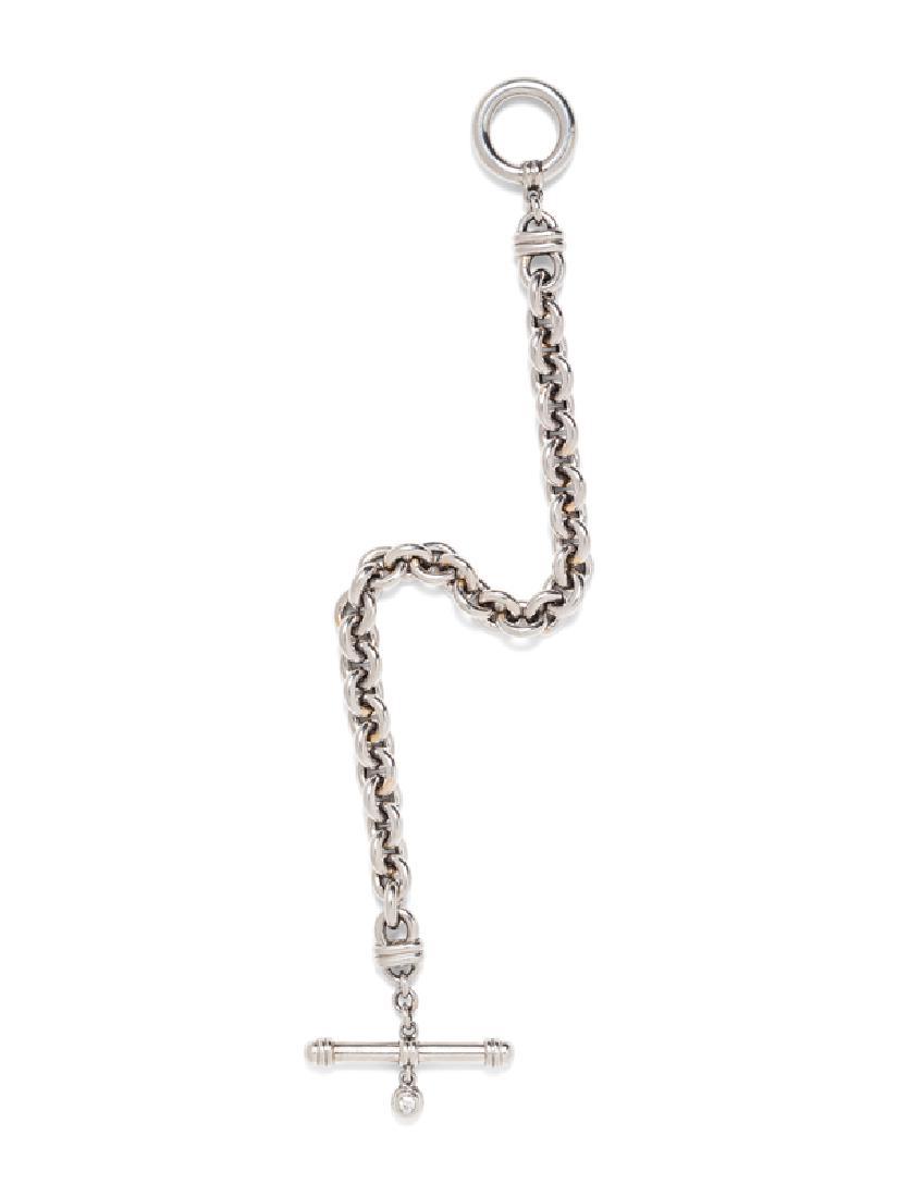 A Platinum and Diamond Bracelet, Scott Kay,: consisting of a cable link chain measuring approximately 7.00 mm wide, the clasp containing two round brilliant cut diamonds. Stamp: SCOTT KAY PLAT. 16.60 dwts.