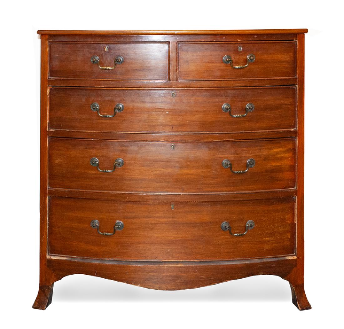 A George III Style Mahogany Chest of Drawers : Height 37 1/2 x width 36 x depth 19 1/2 inches. Provenance: Property from a San Antonio, Texas Collection