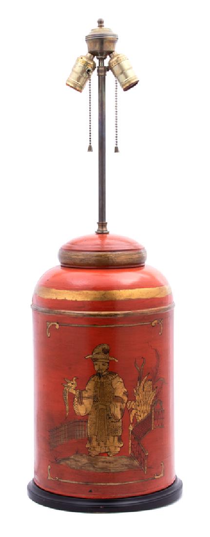 *A Victorian Style Tole Canister Mounted as Lamp (1 of 1)