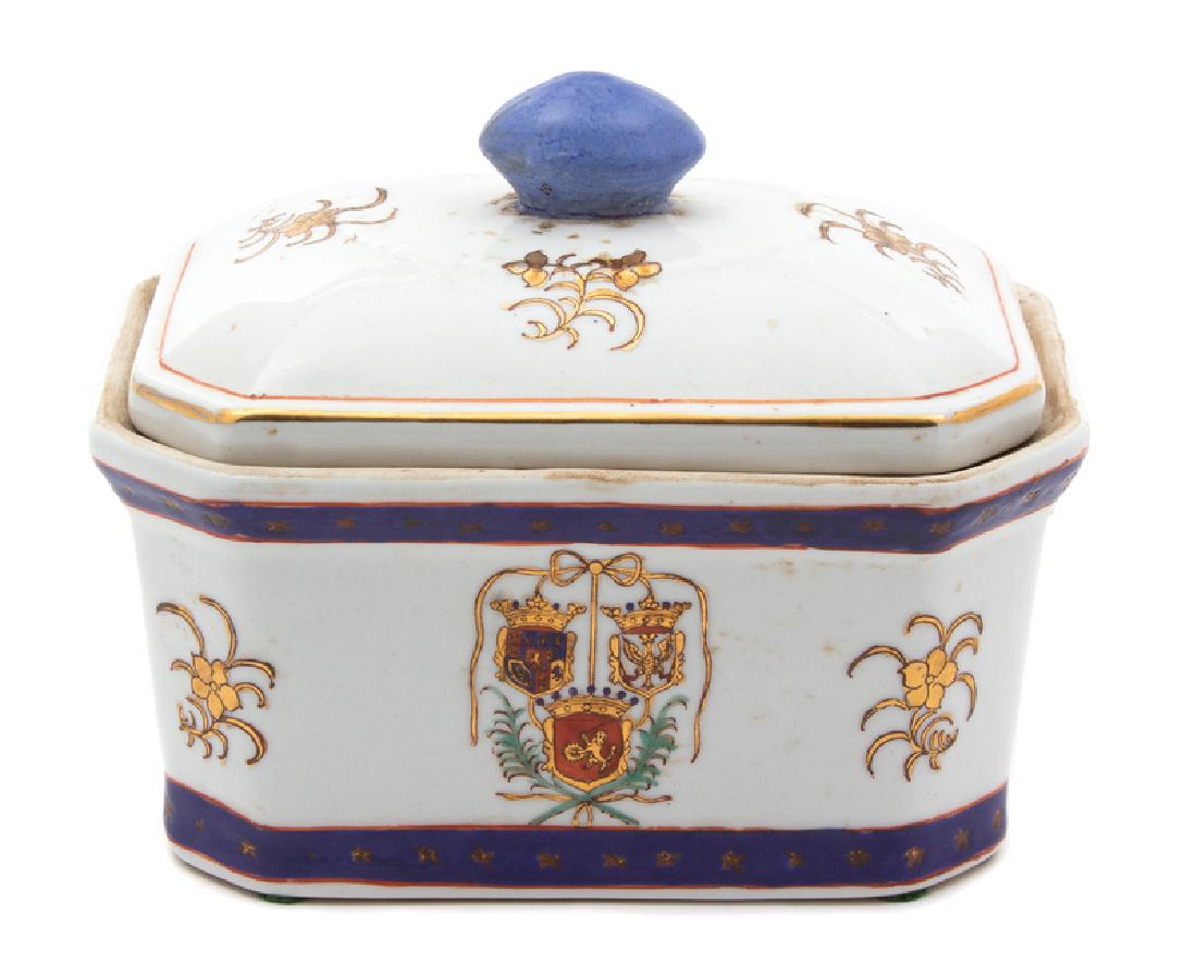 *A Continental Polychrome and Gilt Decorated Porcelain: LATE 19TH/EARLY 20TH CENTURY With armorial decoration. Height 6 inches x width 7 1/2 inches. Provenance: Property from the Collection of M. Anthony Greene, Atlanta, Georgia