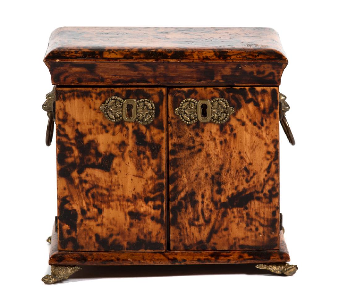 A Continental Brass-Mounted Faux Burlwood Jewelry Chest (1 of 2)
