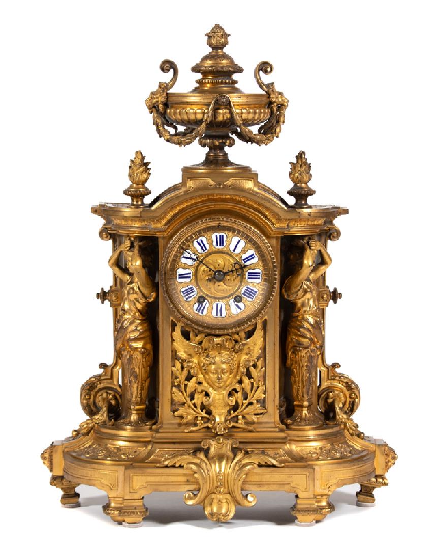 A Rococo Style Gilt-Bronze Mantel Clock (1 of 1)