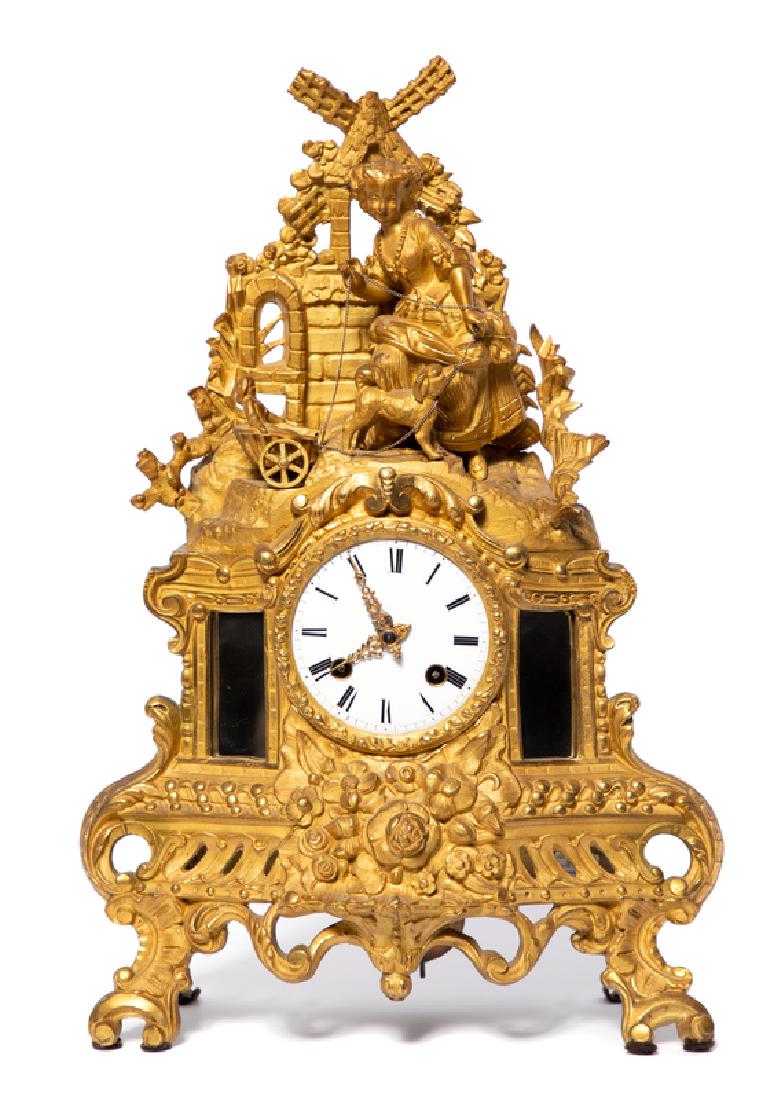 *A French Gilt Bronze Figural Mantel Clock (1 of 1)