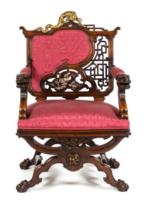 *A French Parcel-Gilt & Mother-of-Pearl-Inlaid Armchair (1 of 1)