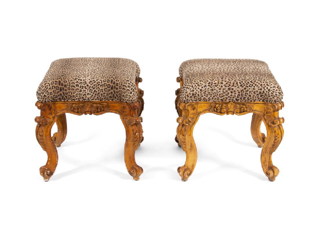 A Pair of Italian Rococo Style Giltwood Stools (1 of 1)