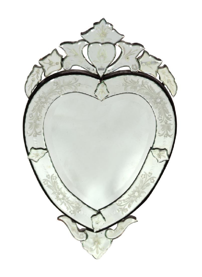 A Venetian Glass Heart-Shaped Mirror (1 of 1)