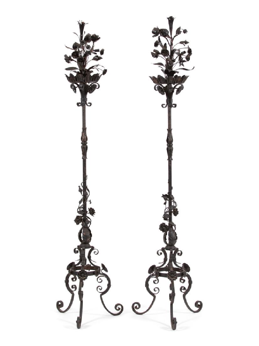 A Pair of Mizner Style Five-Light Wrought Iron (1 of 1)