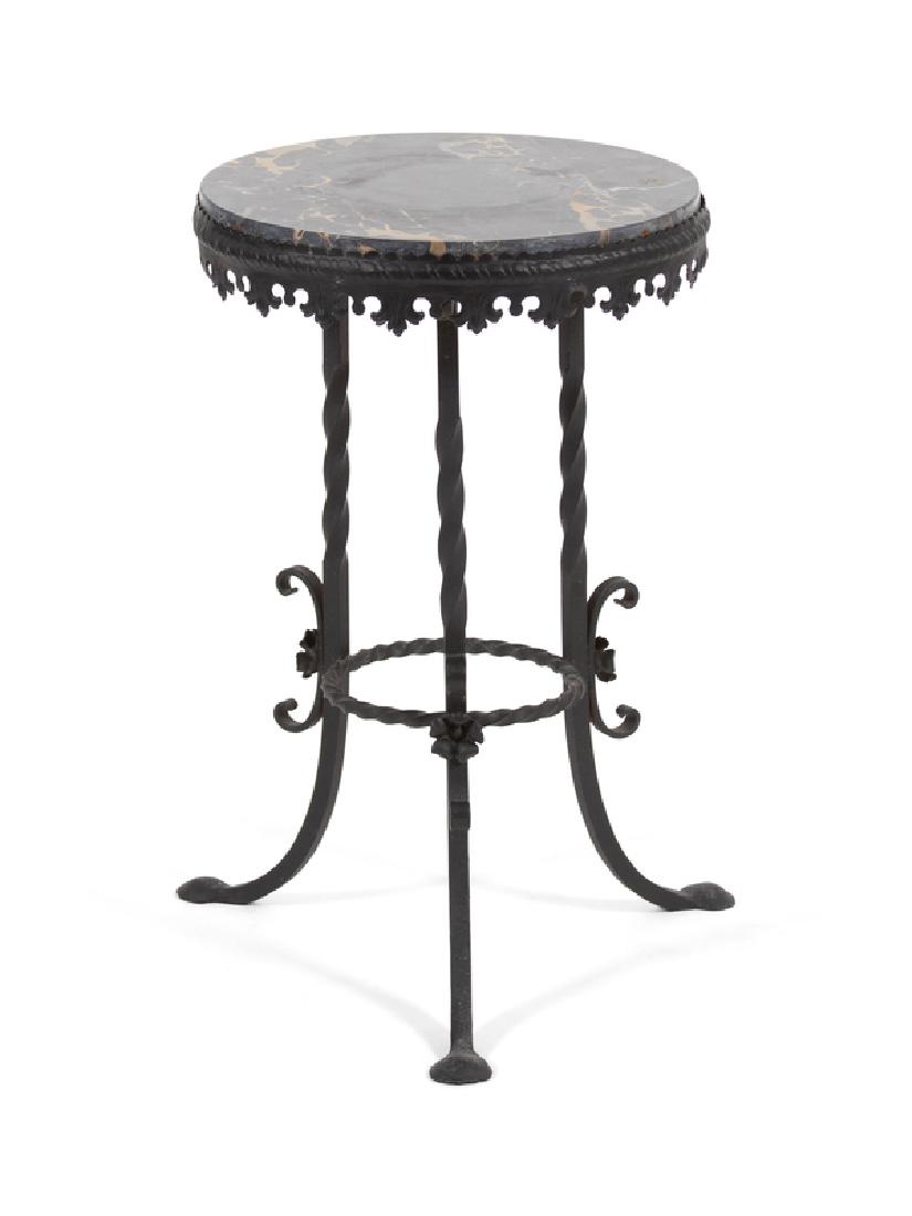 A Mizner Style Marble Top Wrought Iron Side Table (1 of 1)