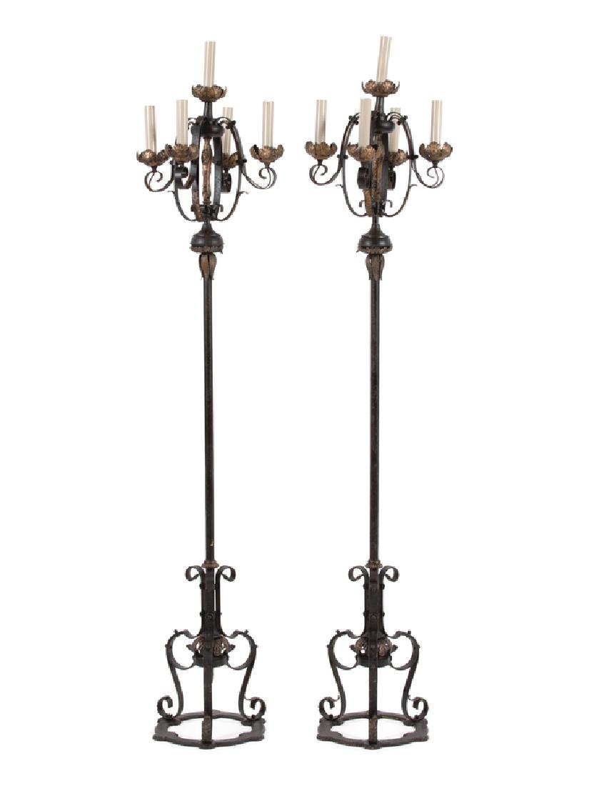 A Pair of Mizner Style Five-Light Wrought Iron (1 of 1)