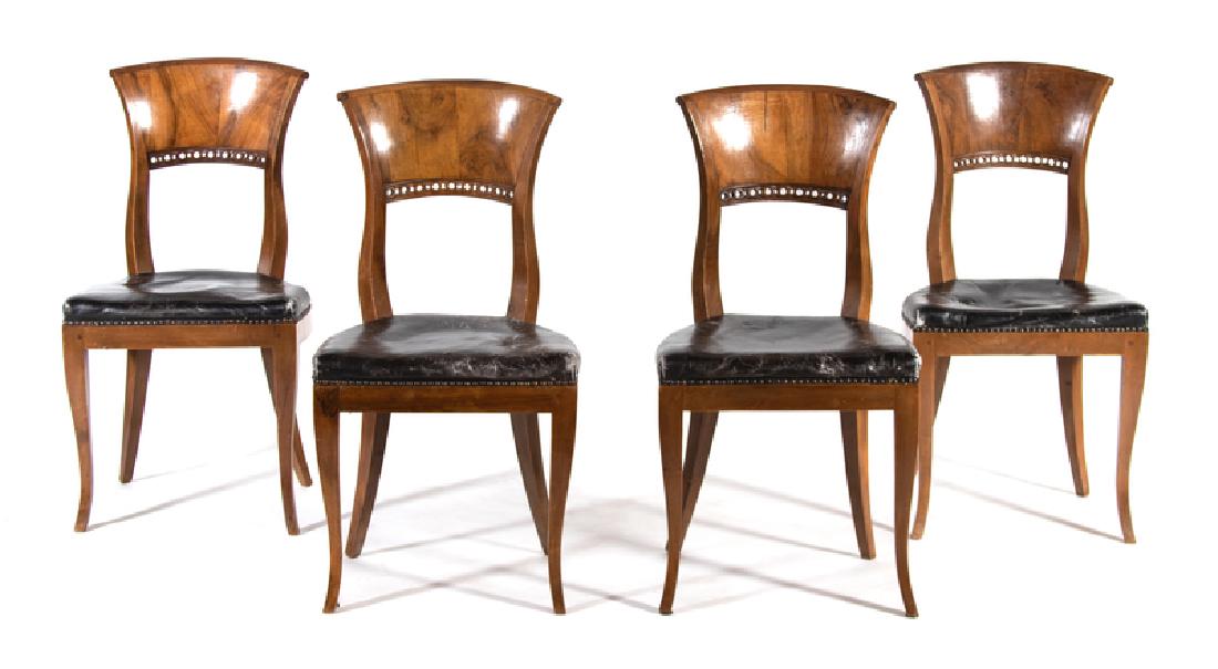 Four Biedermeier Walnut Side Chairs (1 of 1)
