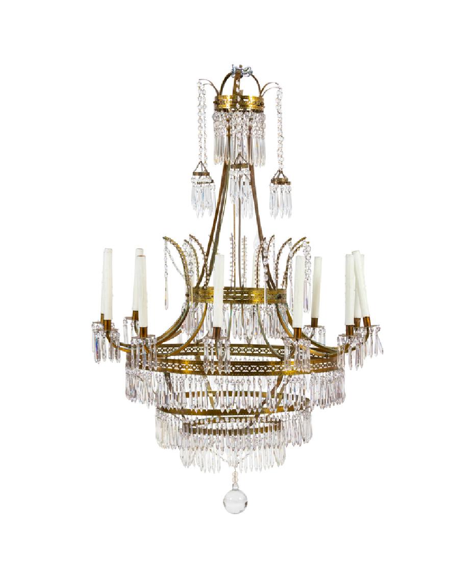 A Continental Gustavian Style Gilt Metal and Crystal (1 of 1)
