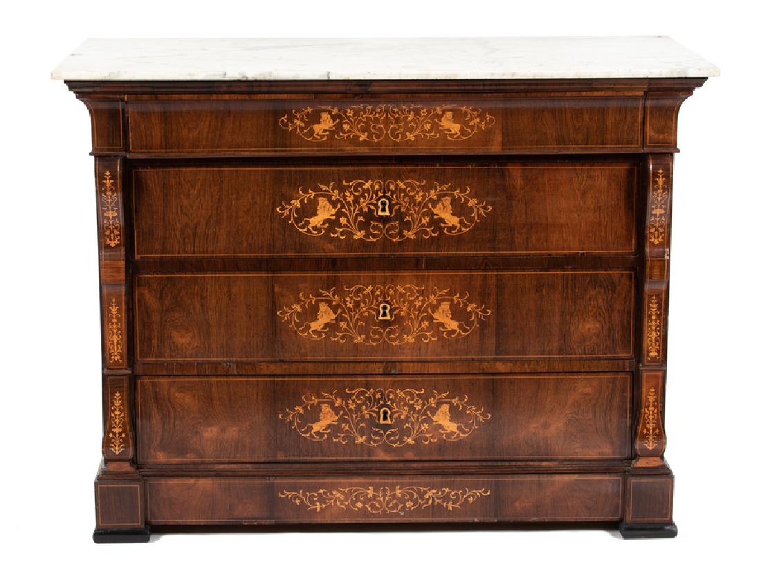 A Continental Marquetry Inlaid Mahogany Chest of (1 of 1)