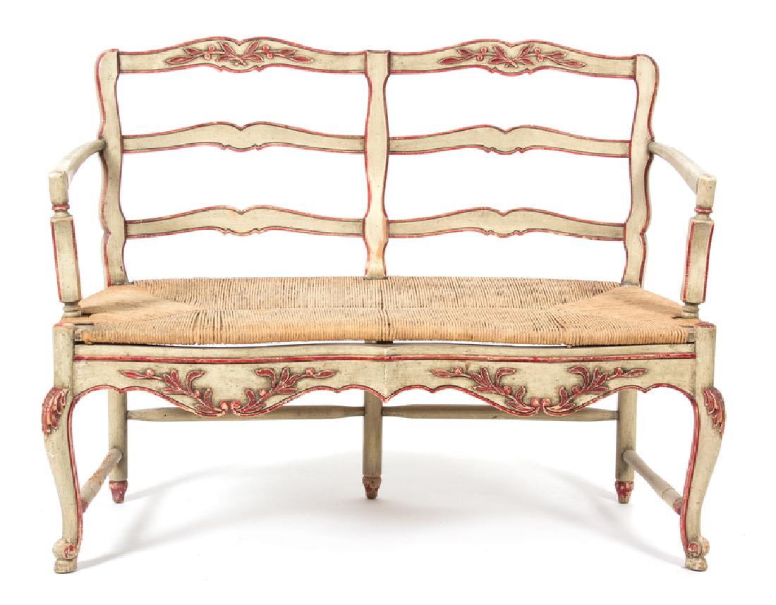 A French Provincial Style Carved and Painted Two-Chair (1 of 1)