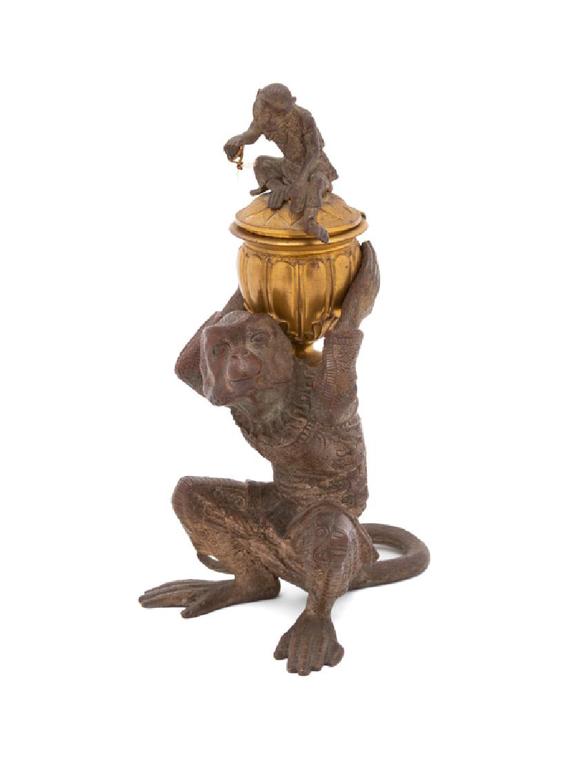 A French Bronze and Gilt Bronze Monkey-form Inkwell (1 of 1)