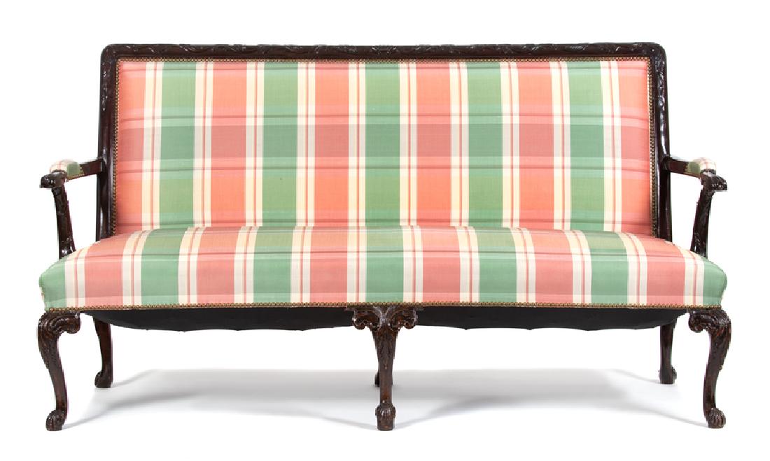 An Irish Georgian Style Carved Mahogany Settee (1 of 1)