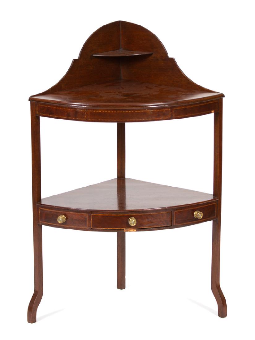 A Regency Style Inlaid Mahogany Corner Washstand (1 of 2)