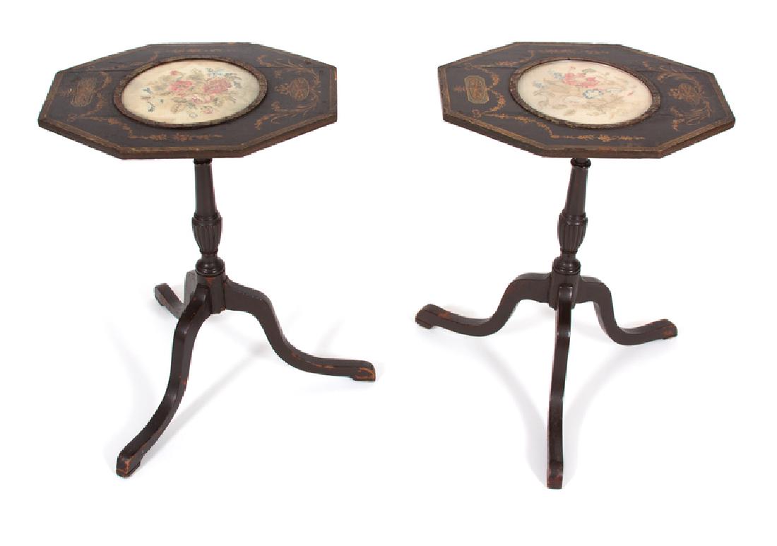 A Pair of Regency Ebonized and Gilt Pole Screens (1 of 1)