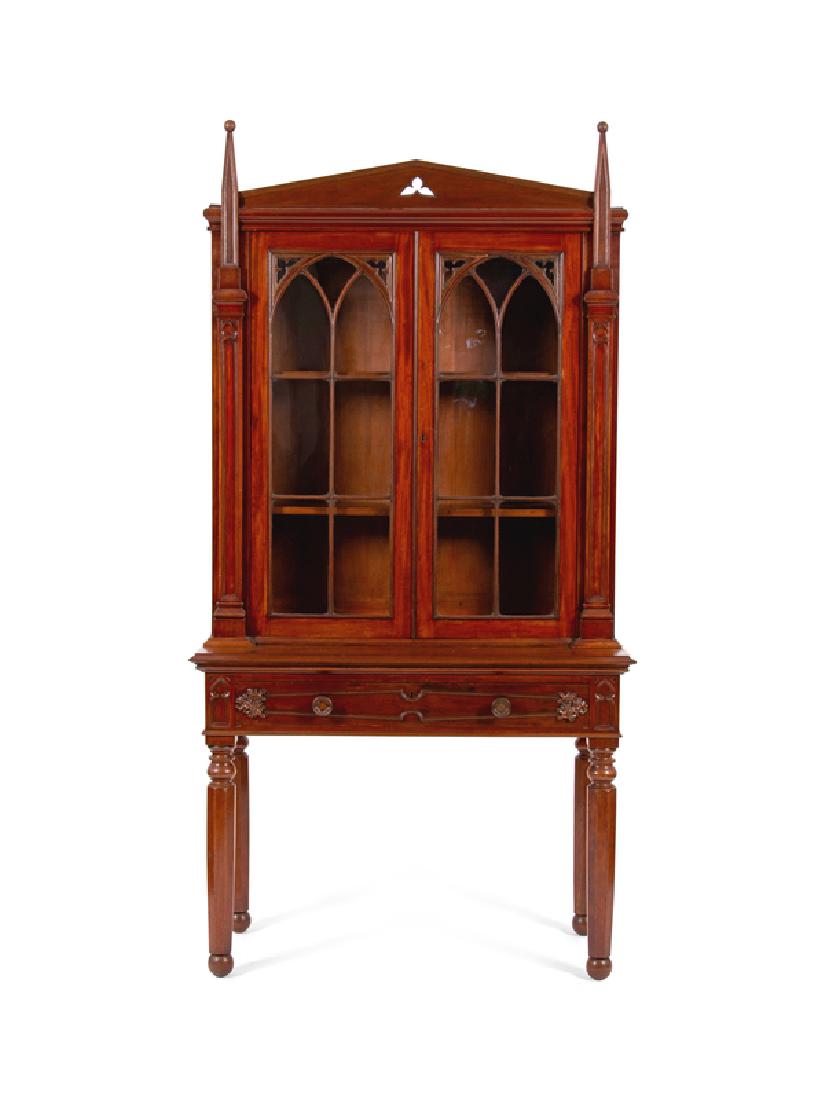 A Gothic Revival Carved Mahogany Display Cabinet on (1 of 1)