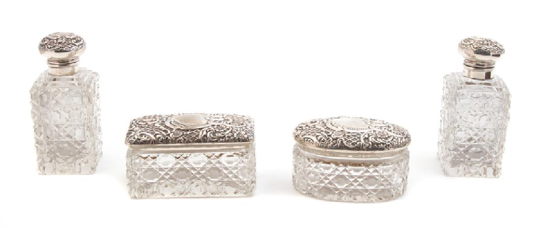 An English Silver and Cut Glass Dresser Set (1 of 1)