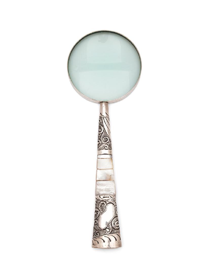 A Silver and Mother-of-Pearl Handled Magnifying Glass (1 of 1)