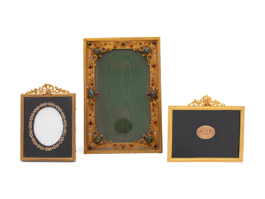 Three Gilt Metal Easel Back Picture Frames  (1 of 1)