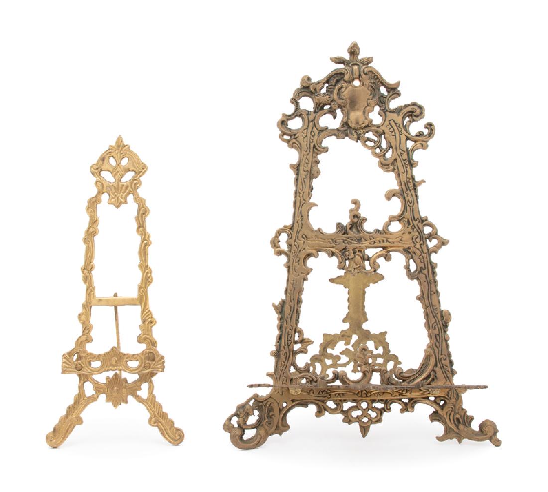 Two Victorian Style Brass Easel Back Frame Stands  (1 of 1)