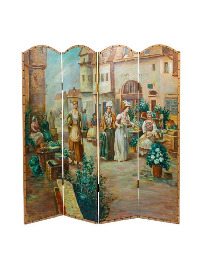 A Four Panel French Painted Screen20TH CENTURY (1 of 1)