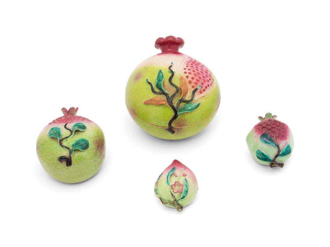 A Group of Four Chinese Glazed Ceramic Plums  (1 of 1)