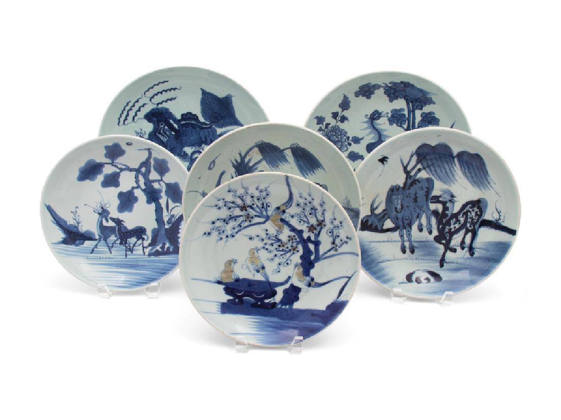 A Group of Six Chinese Blue and White Porcelain Shallow (1 of 1)