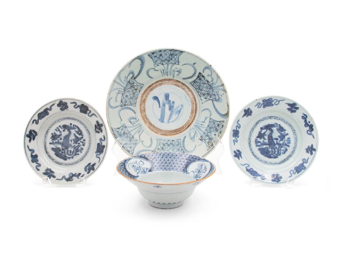 Four Chinese Blue and White Porcelain Articles (1 of 1)