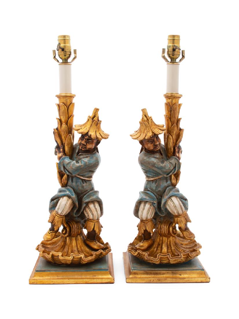 A Pair of Carved Polychrome and Gilt Decorated Table (1 of 1)
