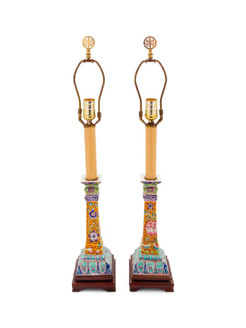 A Pair of Chinese Export Porcelain Candlesticks (1 of 1)