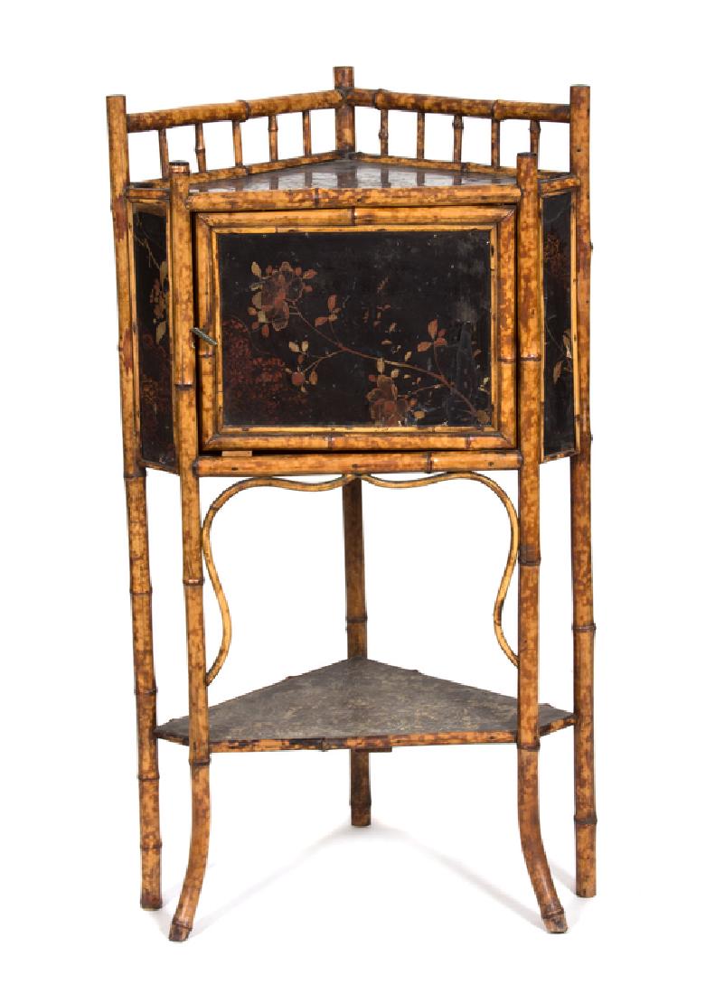 A Victorian Style Burnt Bamboo and Lacquer Corner (1 of 1)