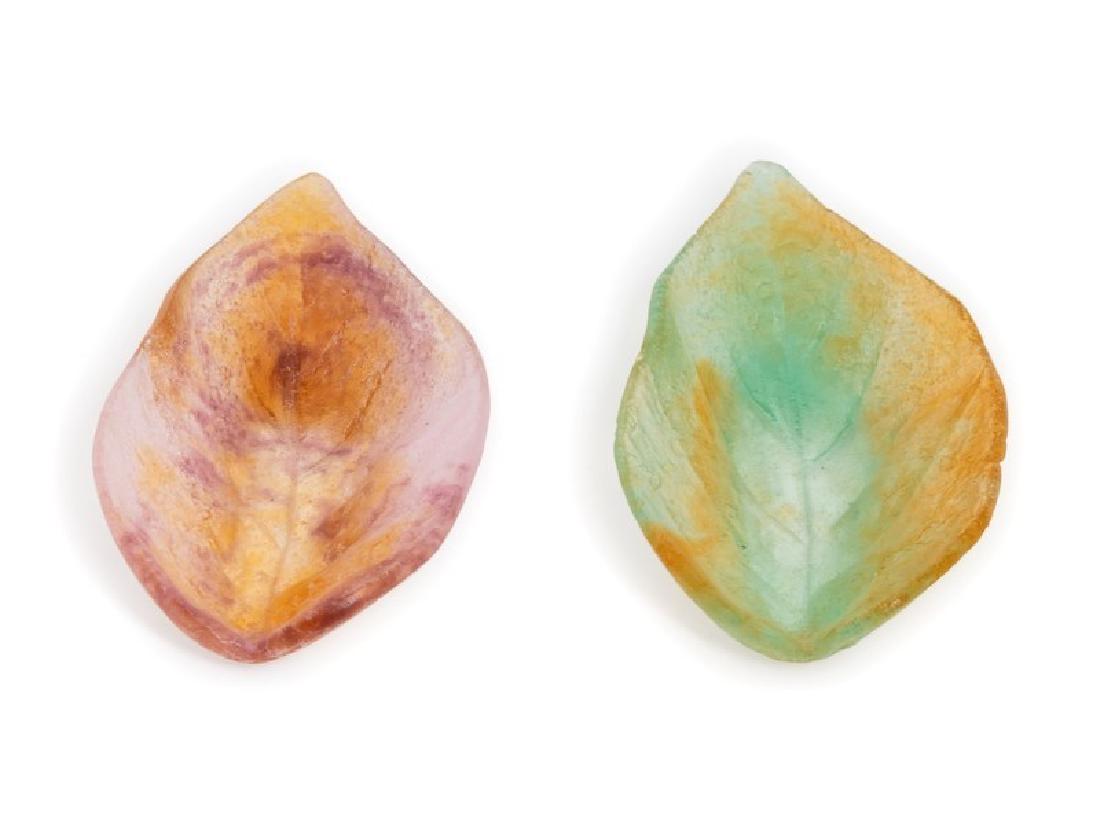A Pair of Daum Glass Leaf-Form Diminutive Dishes (1 of 1)