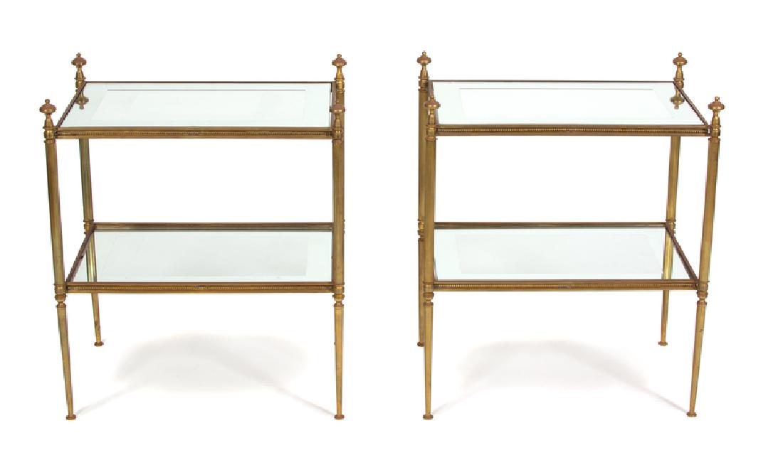 A Pair of French Gilt Metal and Glass Side Tables (1 of 1)