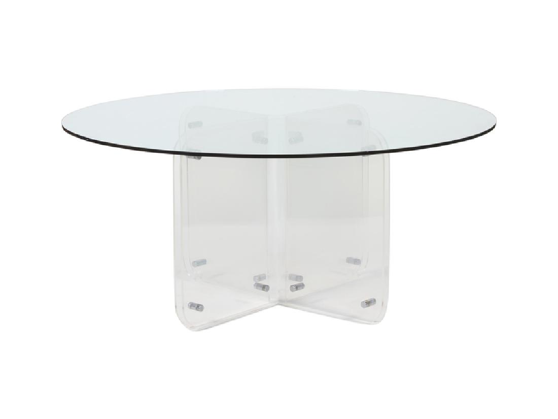 A Lucite and Chrome Base Glass Top Table  (1 of 1)