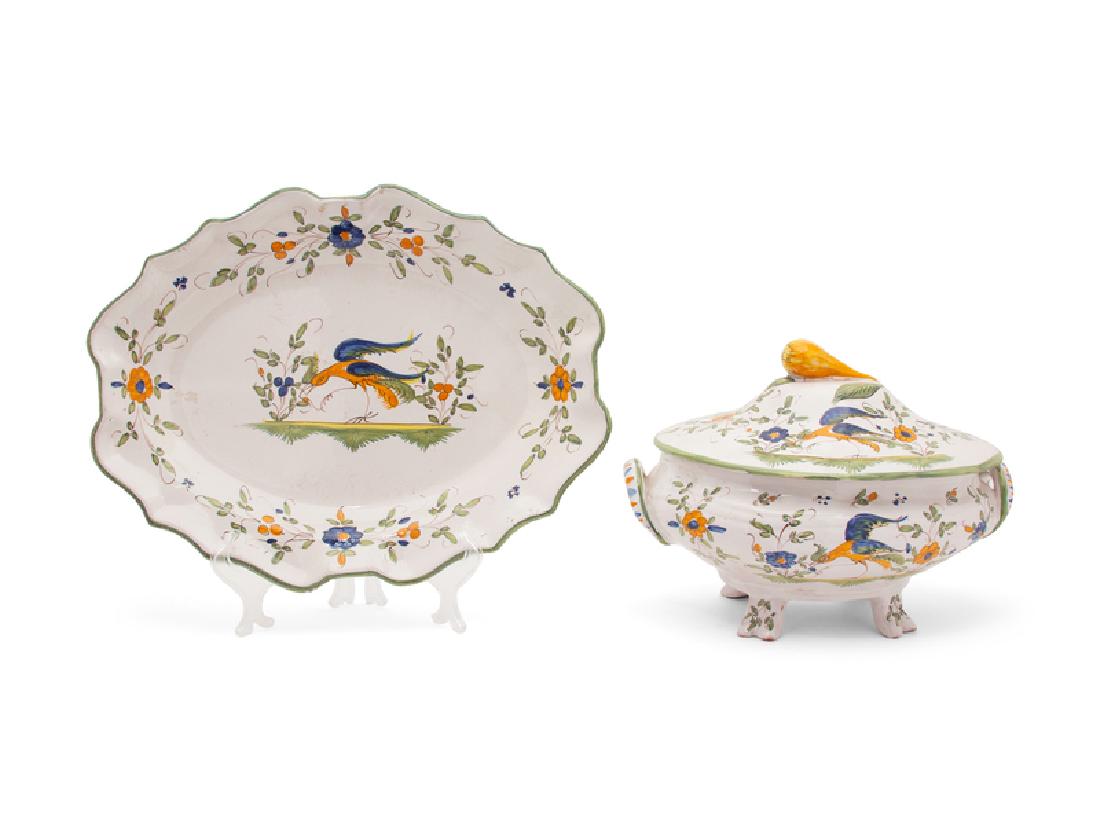 A Quimper Design Ceramic Coveed Tureen with Undertray  (1 of 1)