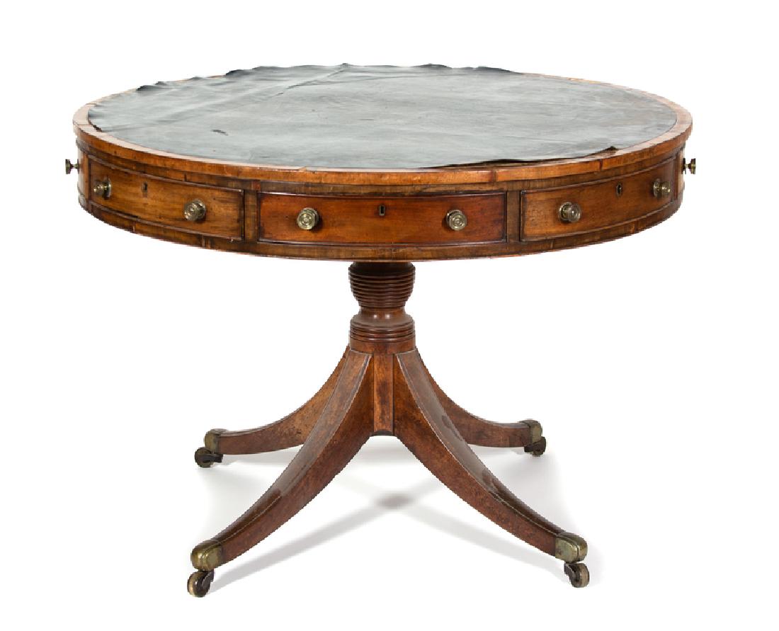 A George III Style Leather Top Drum Table (1 of 1)