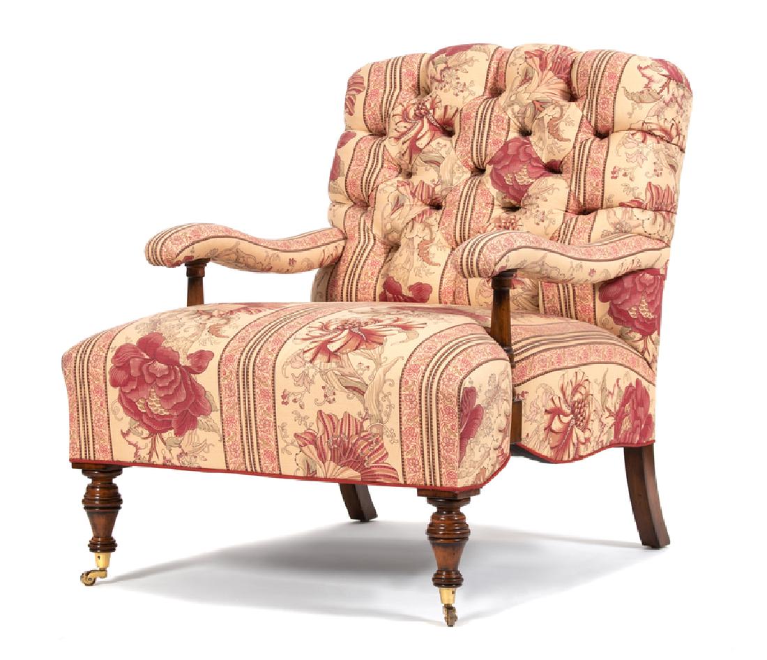 A Regency Style Mahogany Upholstered Lolling Chair (1 of 1)