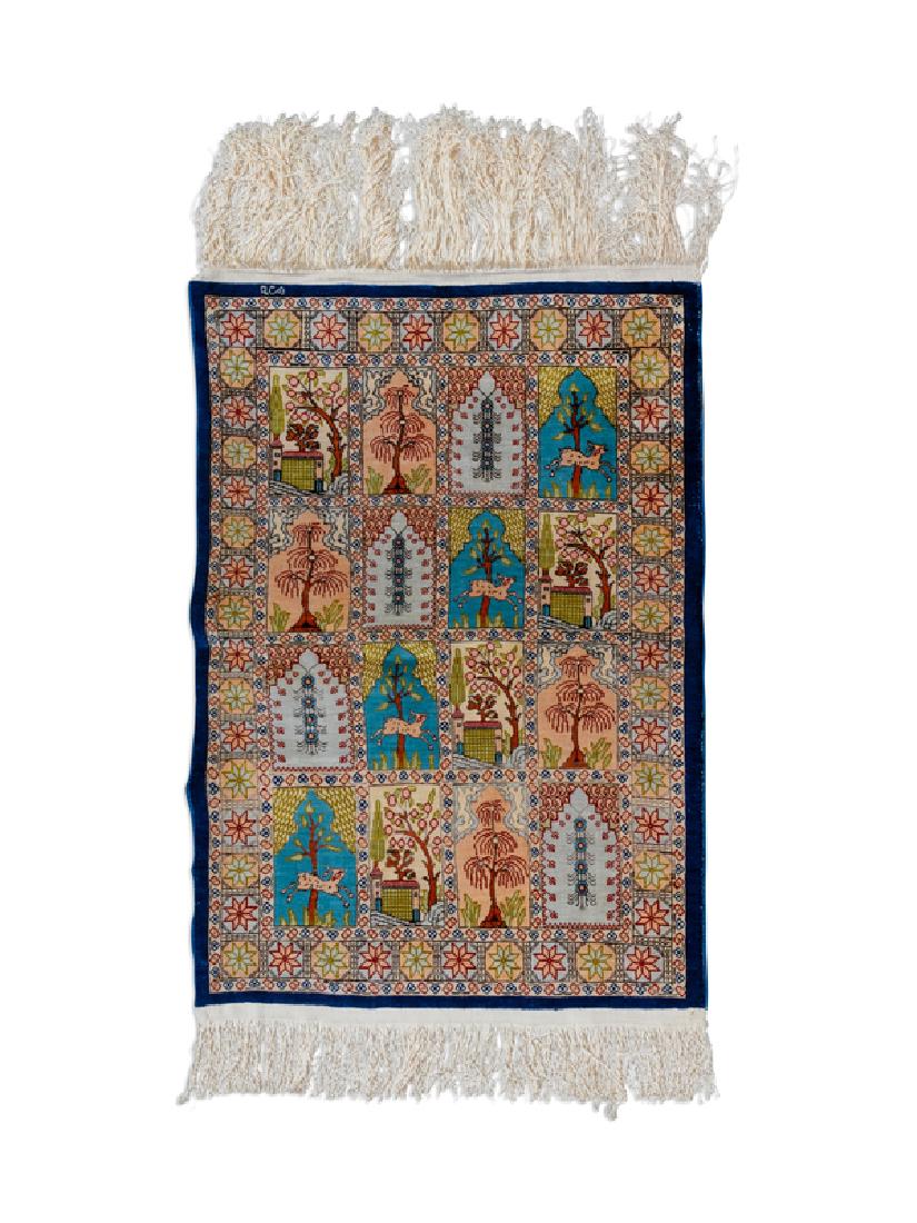 A Qum Silk Pictorial Rug  (1 of 1)