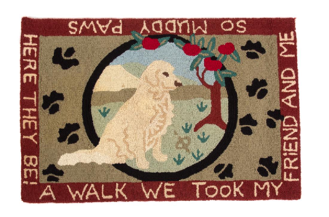 Two American Hooked Rugs and a Needlework Rug  (1 of 6)