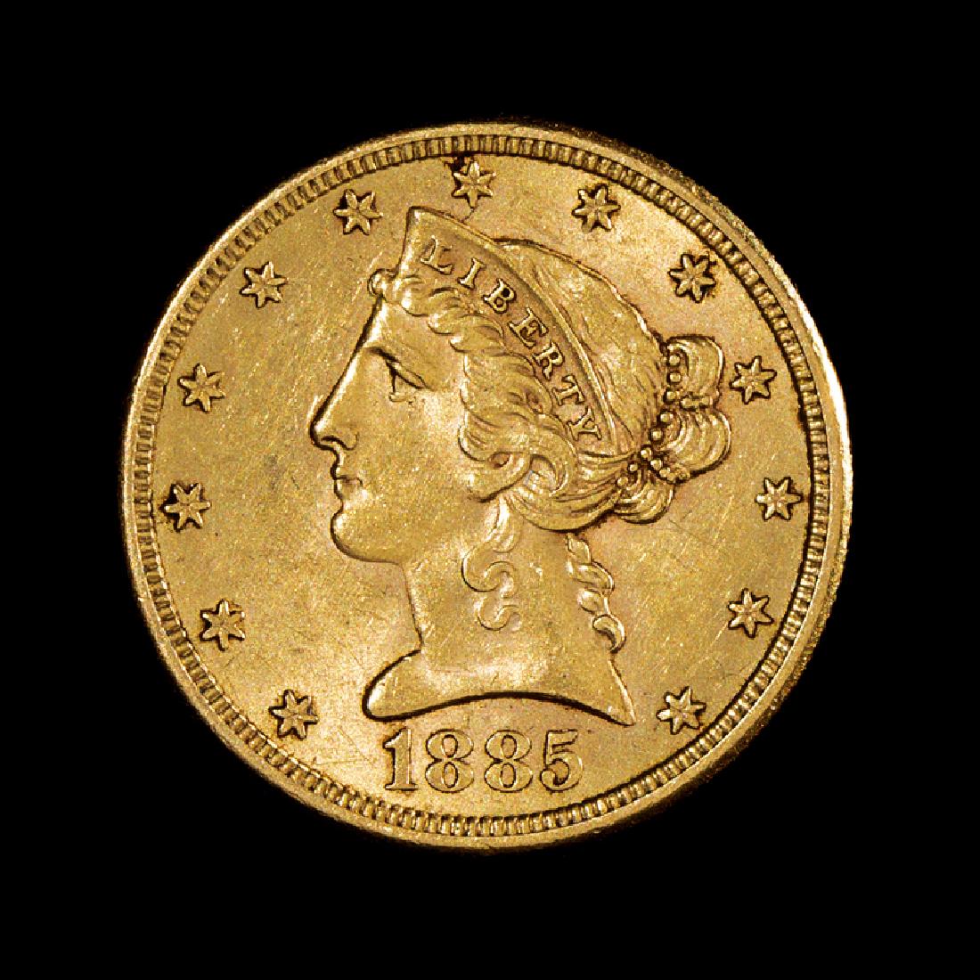 A United States 1885-S Liberty Head $5 Gold Coin (1 of 2)