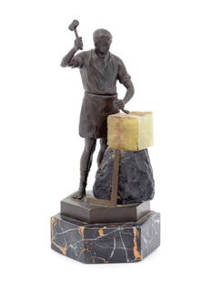 A Bronze Figure, Hans Keck (1875-1941): A Bronze Figure, Hans Keck (1875-1941) depicting a blacksmith. Height 7 1/2 inches. Provenance: Property from the Collection of Virginia John, Elm Grove, Wisconsin