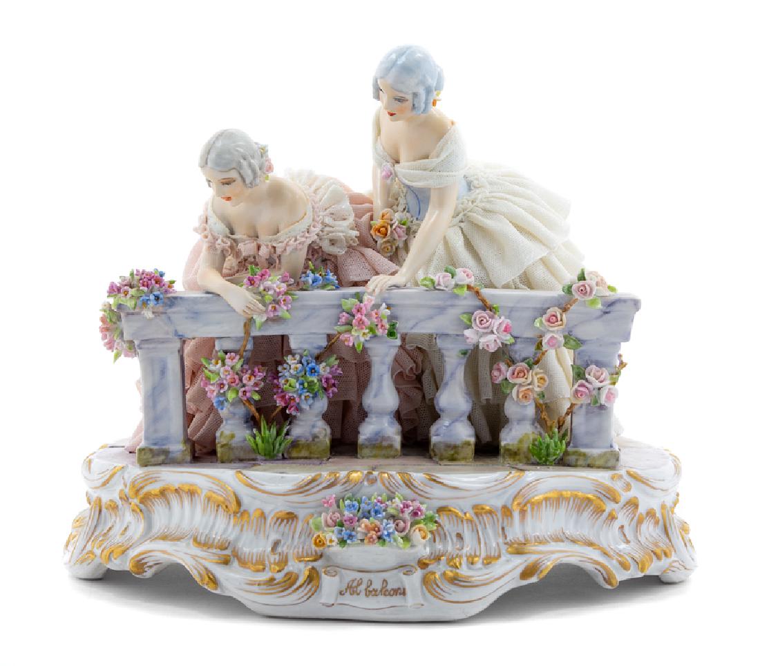 Luigi Fabris Italian Lace Porcelain Girl On Swing