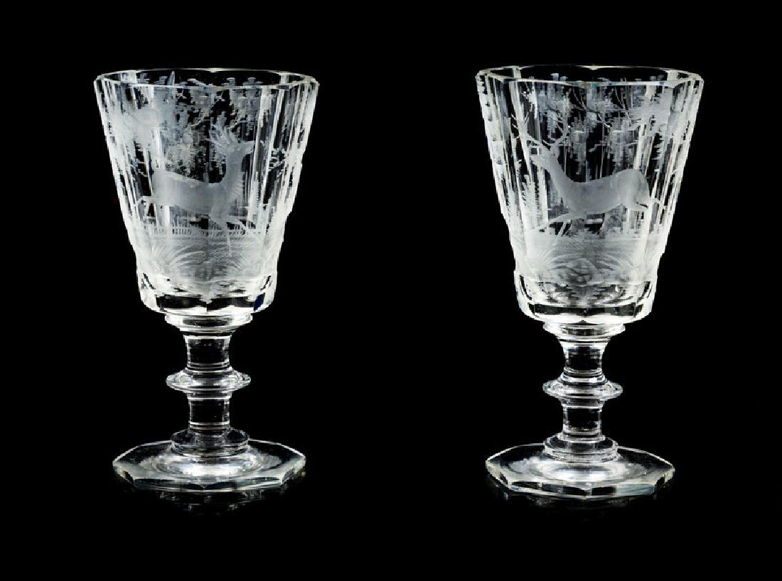 A Pair of Continental Etched Glass Goblets (1 of 1)