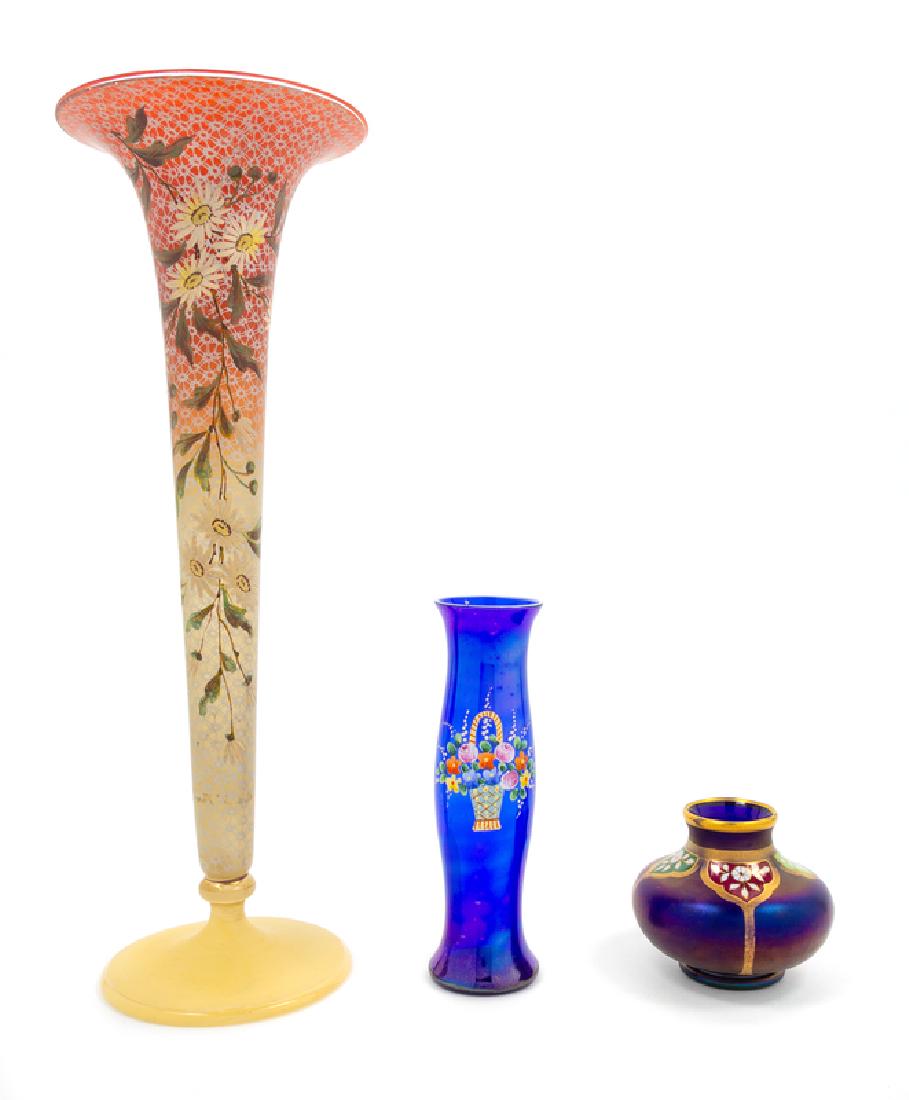 A Collection of Three Enameled Glass Vases one (1 of 1)