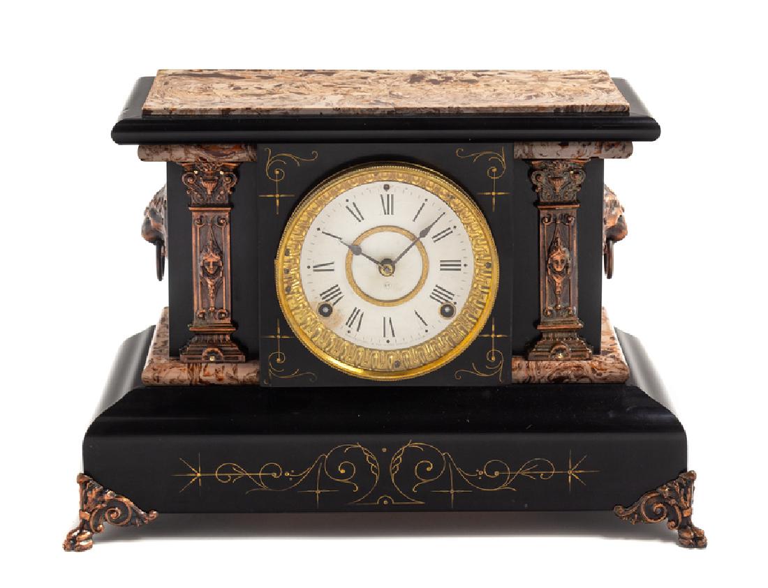 A French Slate and Marble Mantel Clock LATE 19TH (1 of 1)