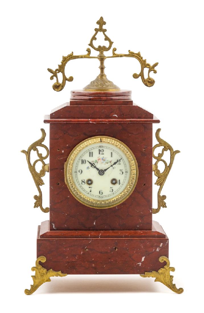 A French Gilt Metal Mounted Marble Mantel Clock (1 of 1)